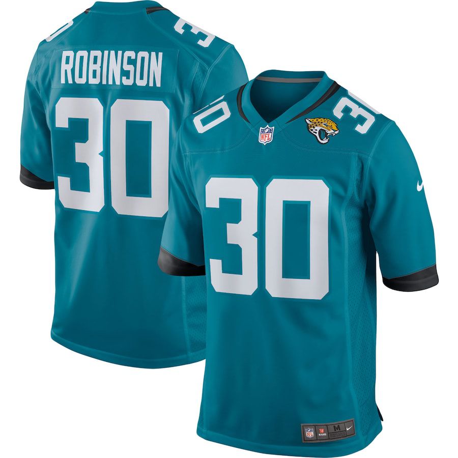 Men Jacksonville Jaguars #30 James Robinson Nike Green Game NFL Jersey->jacksonville jaguars->NFL Jersey